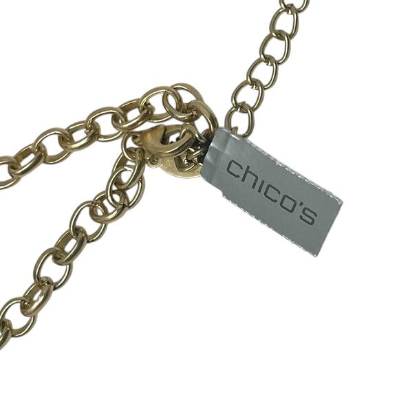 Chico’s Abilene Pearl-Trim Hammered Gold Statement Pendant Necklace | NWT - Picture 4 of 7